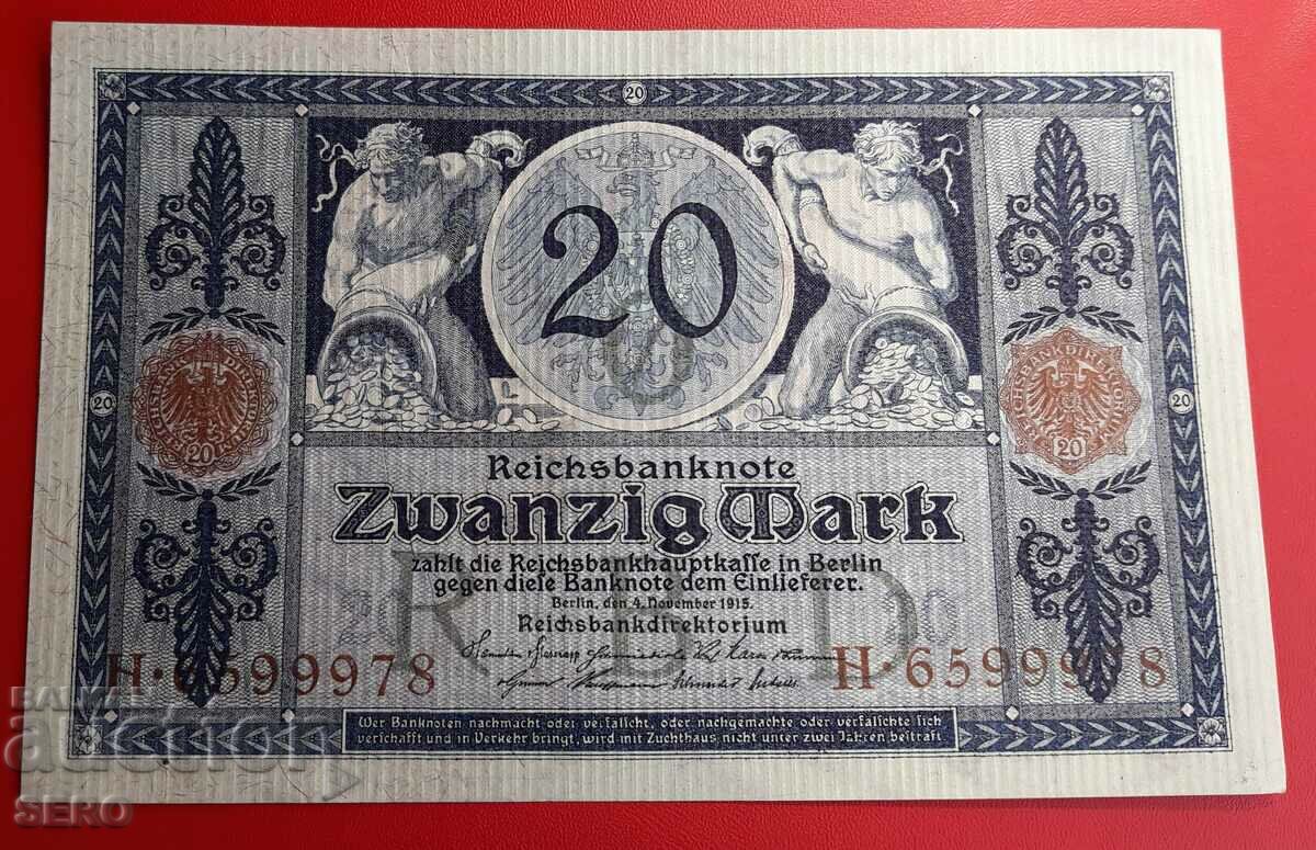 Bancnotă-Germania-20 mărci 1915