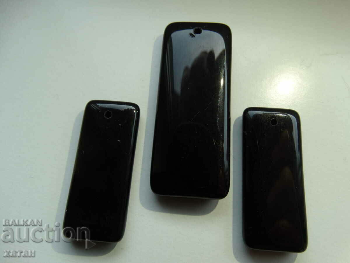 BZC! 55 grams 3 pieces of black onyx pendants from 1 penny!