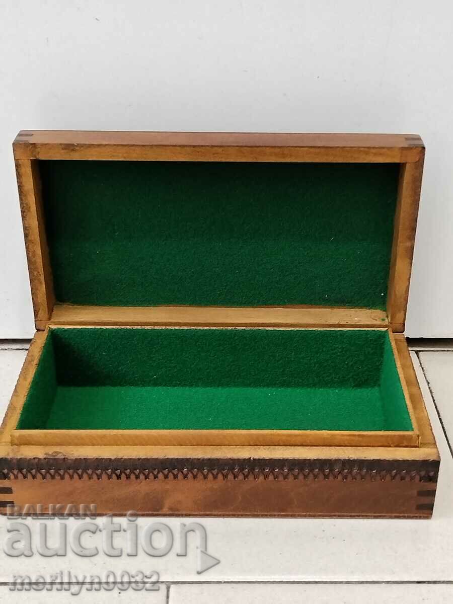 Old wooden pyrographed box SAMPLE Troyan 80s NRB with price 79.00 BGN | € 40.39