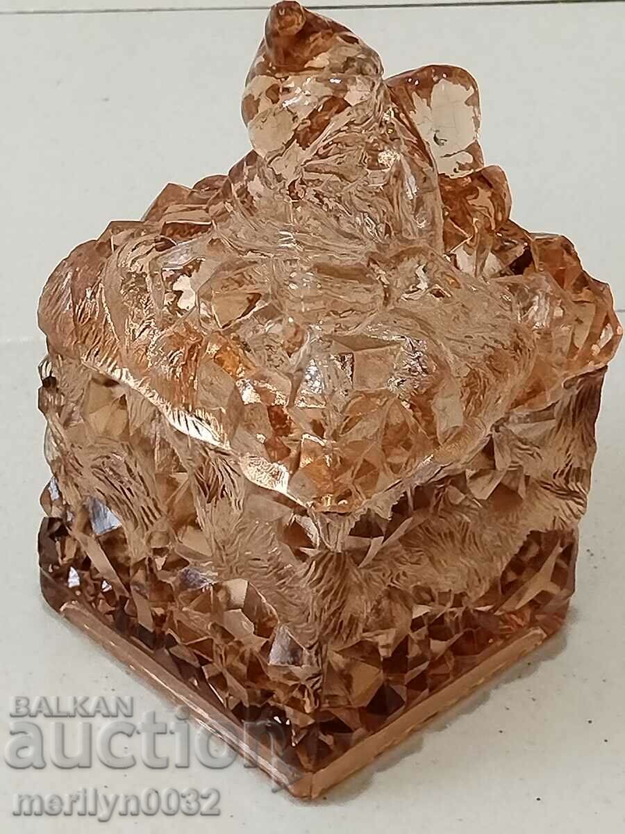 Old glass sugar bowl with dwarf bonbonniere figure with price 126.00 BGN | € 64.42 Old glass sugar bowl with dwarf bonbonniere figure with price 126.00 BGN | € 64.42