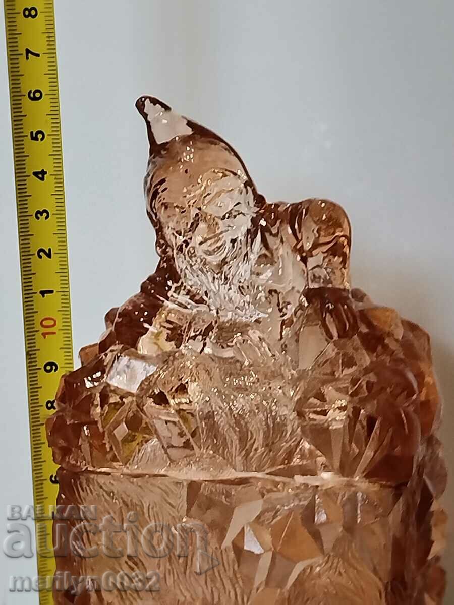 Old glass sugar bowl with dwarf bonbonniere figure - 7 Old glass sugar bowl with dwarf bonbonniere figure - 7