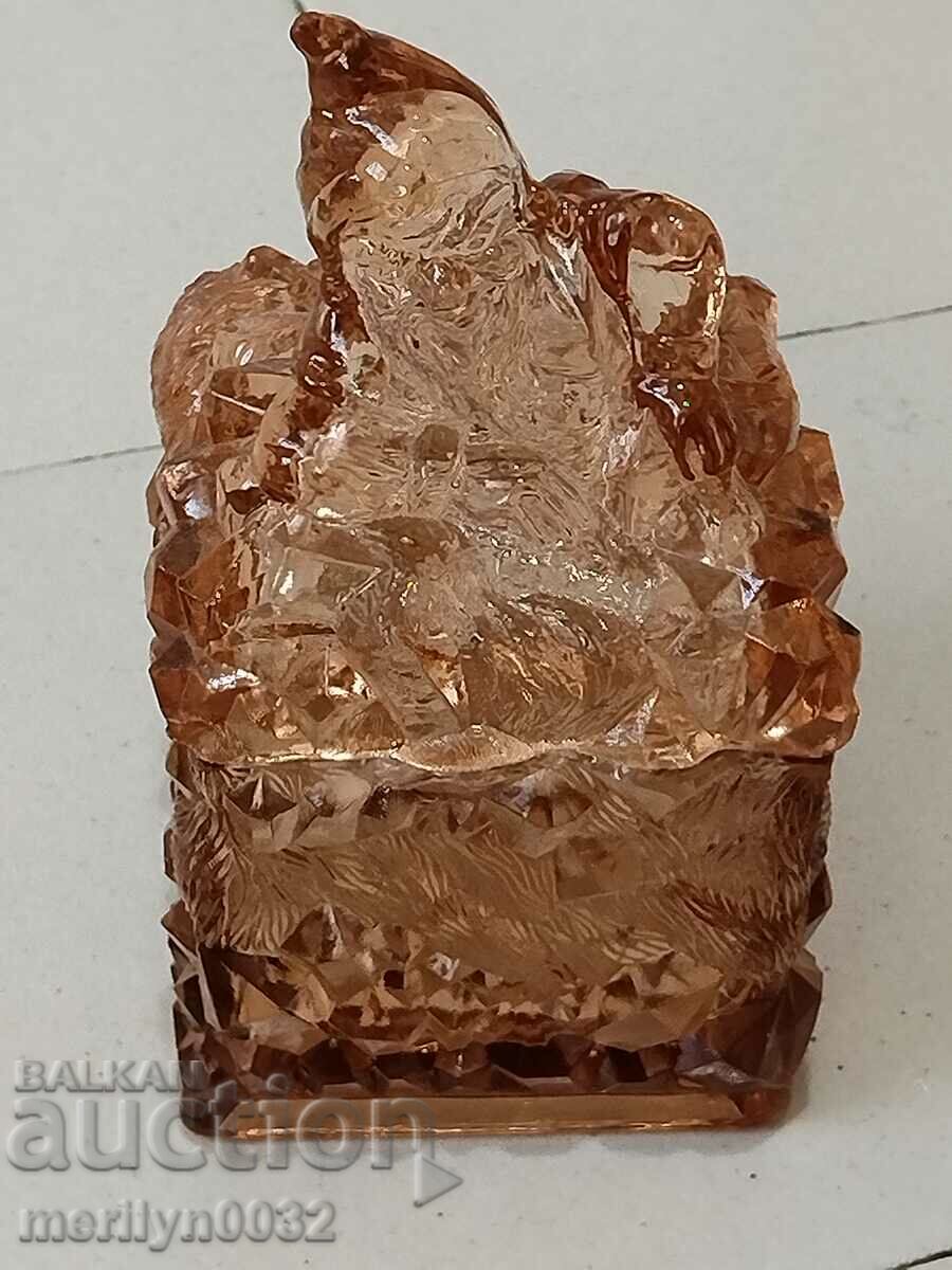 Стара стъклена захарница с фигура джудже бонбониера