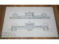 1895 France Architectural lithograph of Castle House