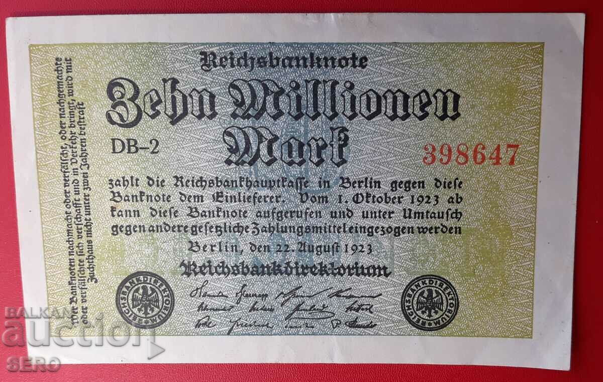 Bancnotă-Germania-10.000.000 de mărci 1923-o singură față