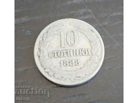 1888 monedă bulgară de 10 cenți