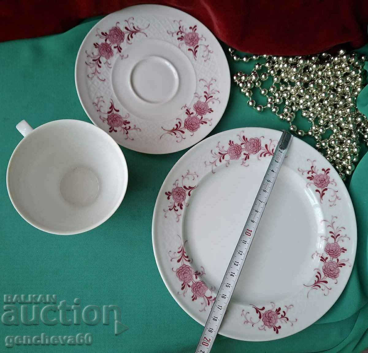 Троен сет за кафе,,Selman Weiden"розов декор - 5 Троен сет за кафе,,Selman Weiden"розов декор - 5