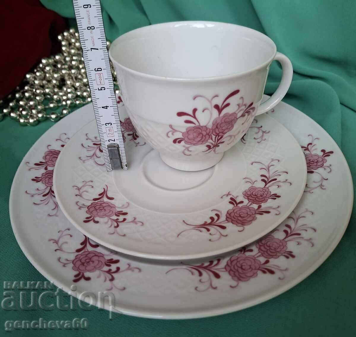 Троен сет за кафе,,Selman Weiden"розов декор - 6 Троен сет за кафе,,Selman Weiden"розов декор - 6