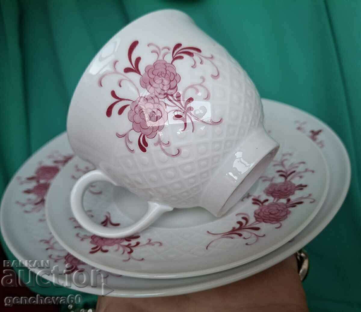 Троен сет за кафе,,Selman Weiden"розов декор - 7 Троен сет за кафе,,Selman Weiden"розов декор - 7