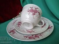 Triple set for coffee, "Selman Weiden" pink decor