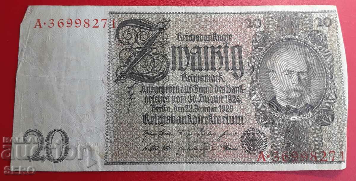 Bancnotă-Germania-20 mărci 1929