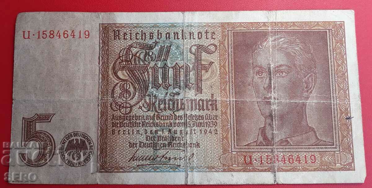 Bancnotă-Germania-5 mărci 1942