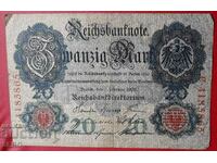 Bancnota-Germania-20 marci 1908-rara