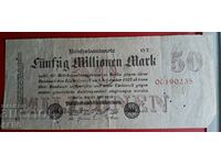 Bancnotă-Germania-50.000.000 de mărci 1923-o singură față