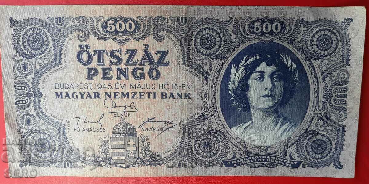Banknote-Hungary-500 pengyos 1945