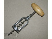 Corkscrew 15.5 cm rotating with wooden handle, preserved