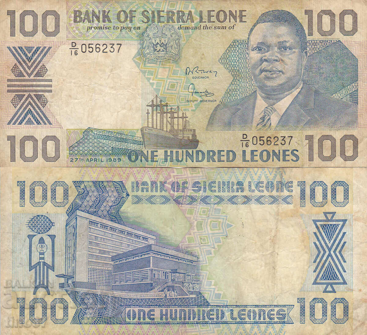 tino37- SIERRA LEONE - 100 LEONES - 1989