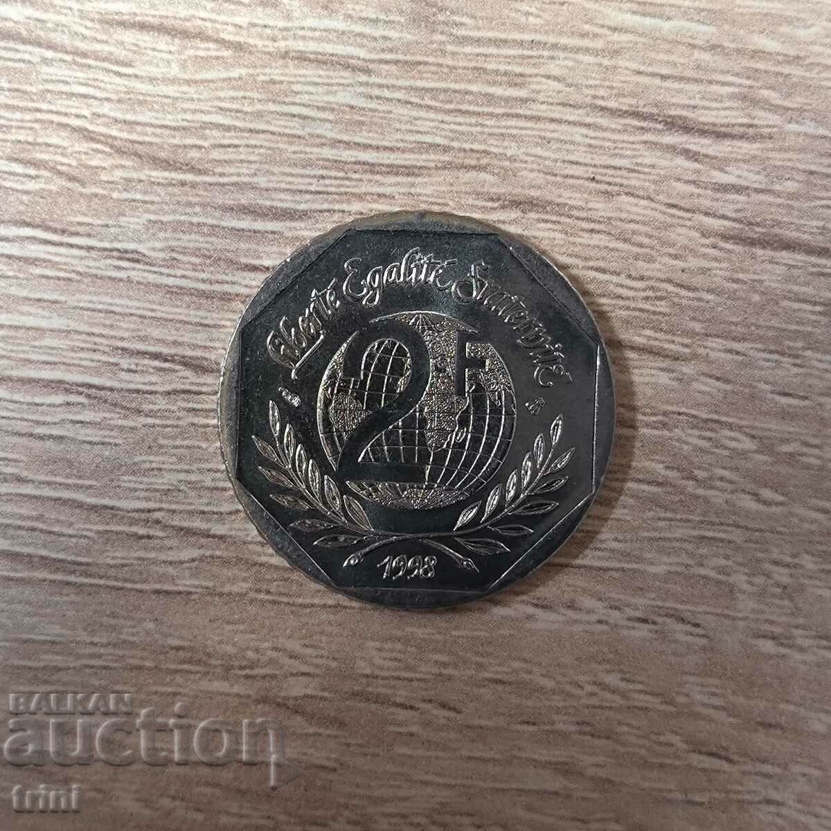 2 francs 1998 50th anniversary of the Declaration of Human Rights with price 6.00 BGN | € 3.07 2 francs 1998 50th anniversary of the Declaration of Human Rights with price 6.00 BGN | € 3.07