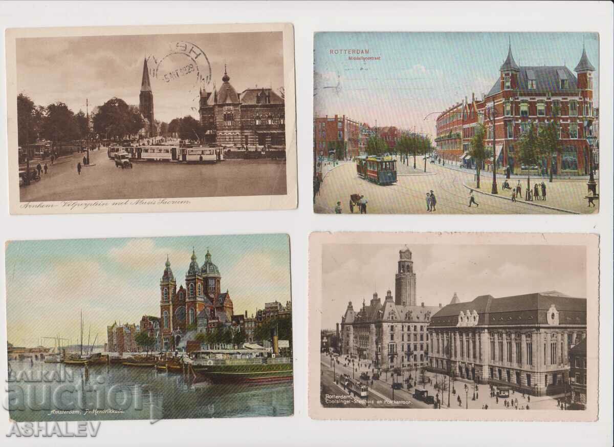 Nederland 4 Old Post card που ταξίδεψε 1907-1934