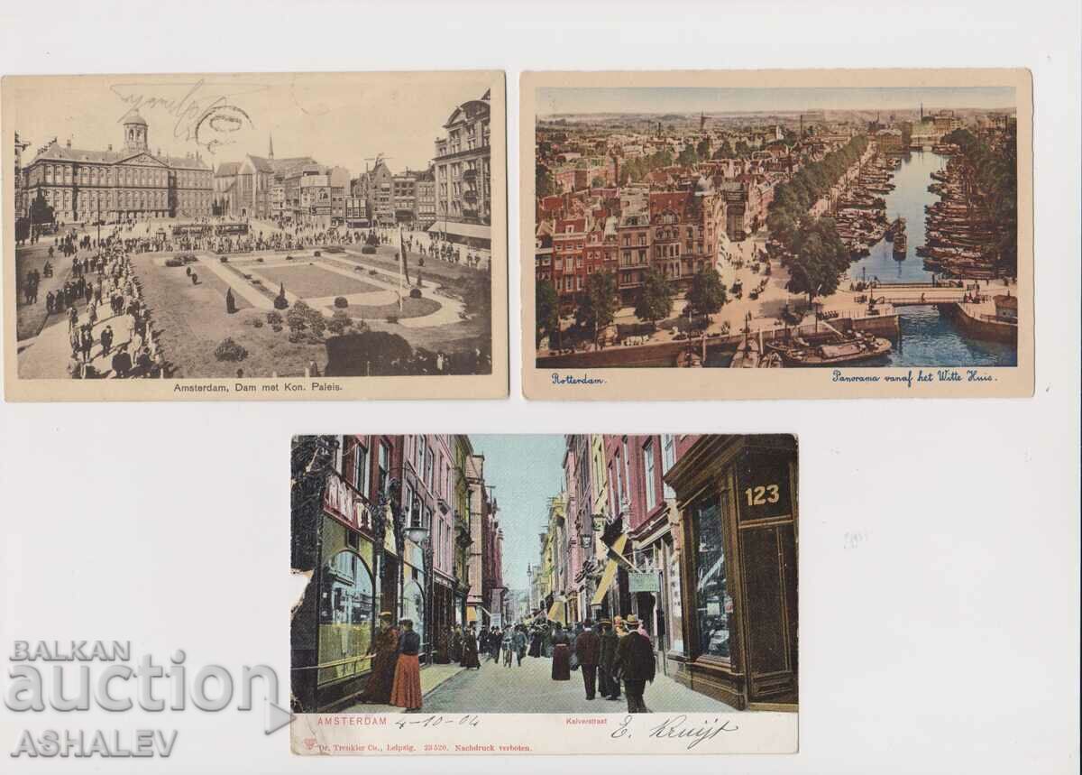 Nederland  3 Old Post card пътували 1932-1934