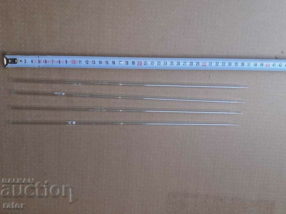 Laboratory glassware. Graduated pipettes 5 cubic cm, 4 pieces