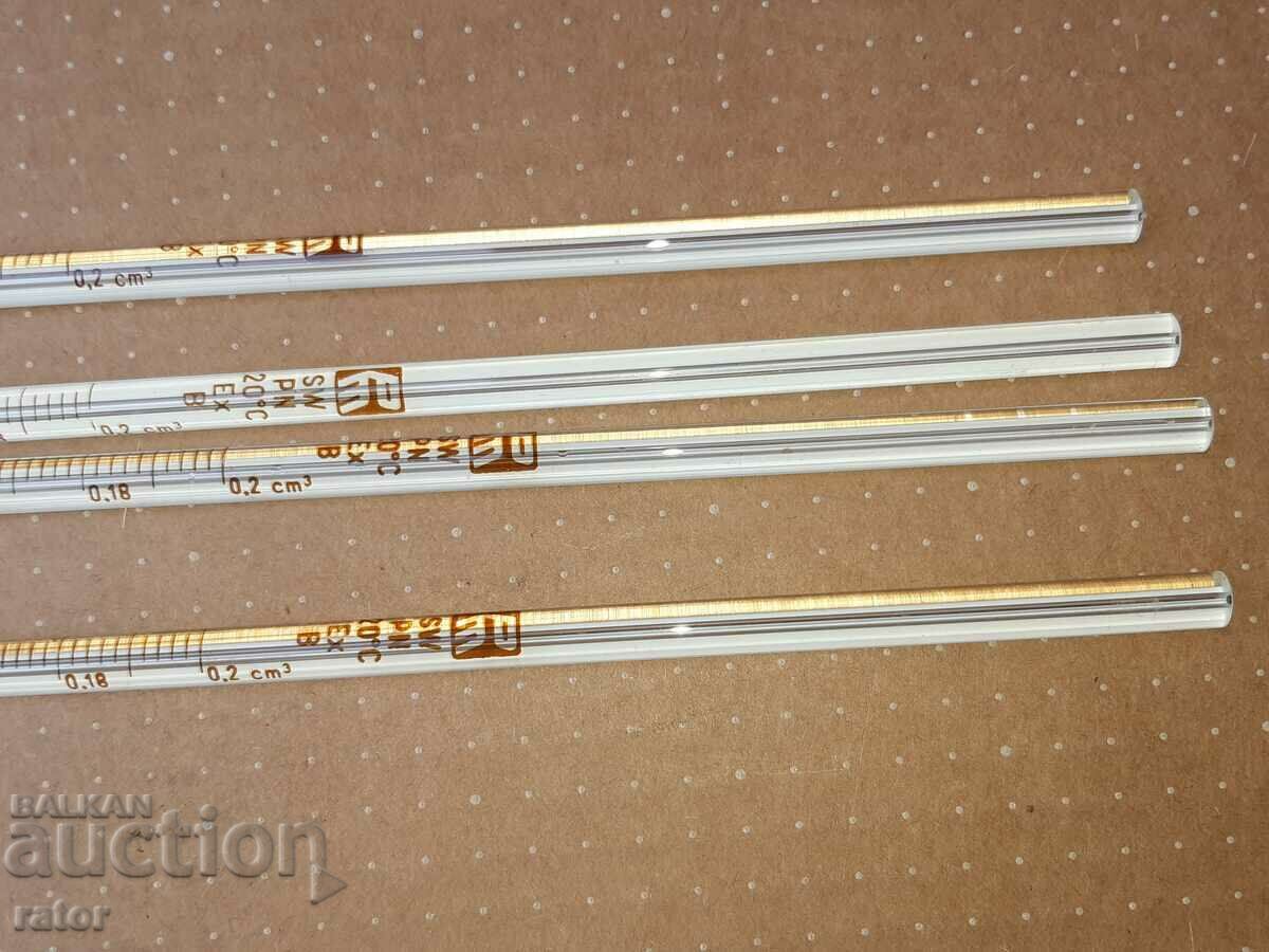 Auction Laboratory glassware. Graduated pipettes 0.2 cubic cm 4 pieces Auction Laboratory glassware. Graduated pipettes 0.2 cubic cm 4 pieces