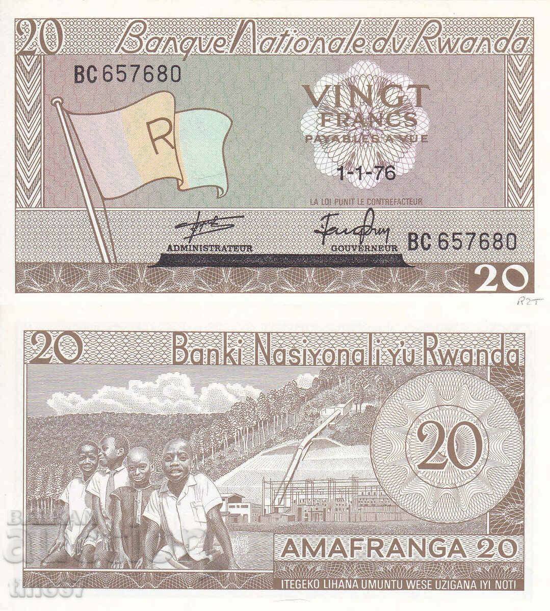 tino37- RWANDA - 20 FRANC - 1976 - UNC