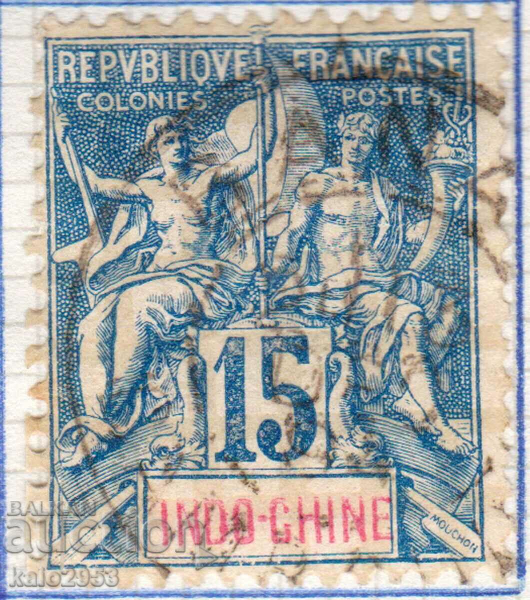 French Indo China-1892-Regular-Colonial Allegory, stamp