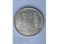 silver coin 20 francs France 1933 silver