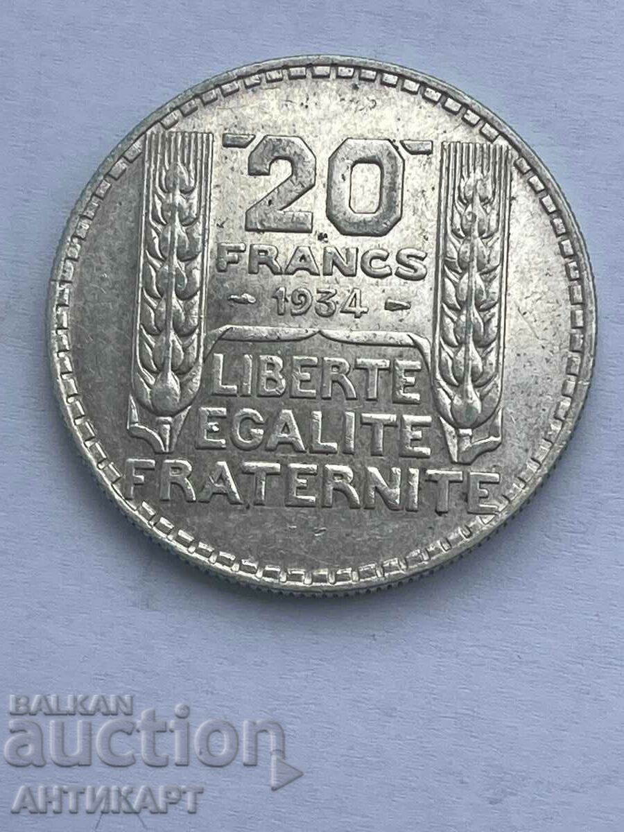 Moneda de argint #2 20 franci Franța 1934 Argint