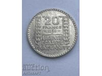 silver coin 20 francs France 1934 silver