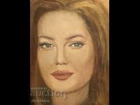 Стара маслена картина - Портрет на Анджелина Джоли