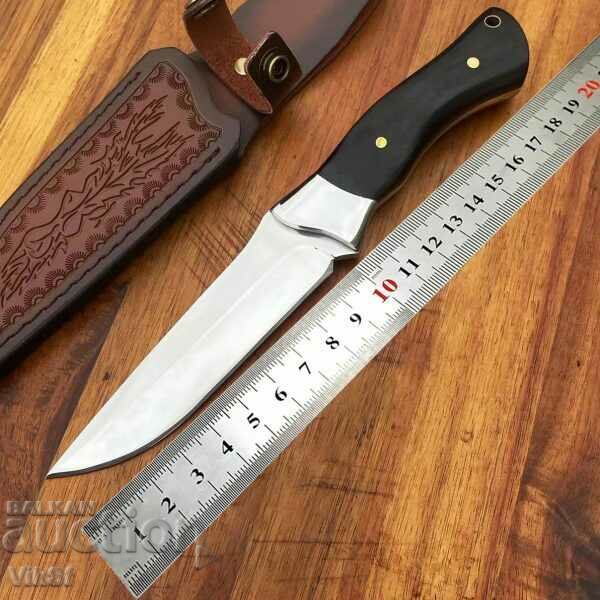 Designer knife DER HUNT- 7cr13mov; 98x220, ebony, leather - 5 Designer knife DER HUNT- 7cr13mov; 98x220, ebony, leather - 5