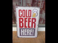 Μεταλλική πινακίδα παγωμένη μπύρα προς πώληση εδώ αγοράστε τώρα