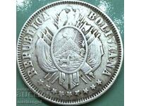 Боливия 1883 20 цента 4,58г  сребро - доста рядка