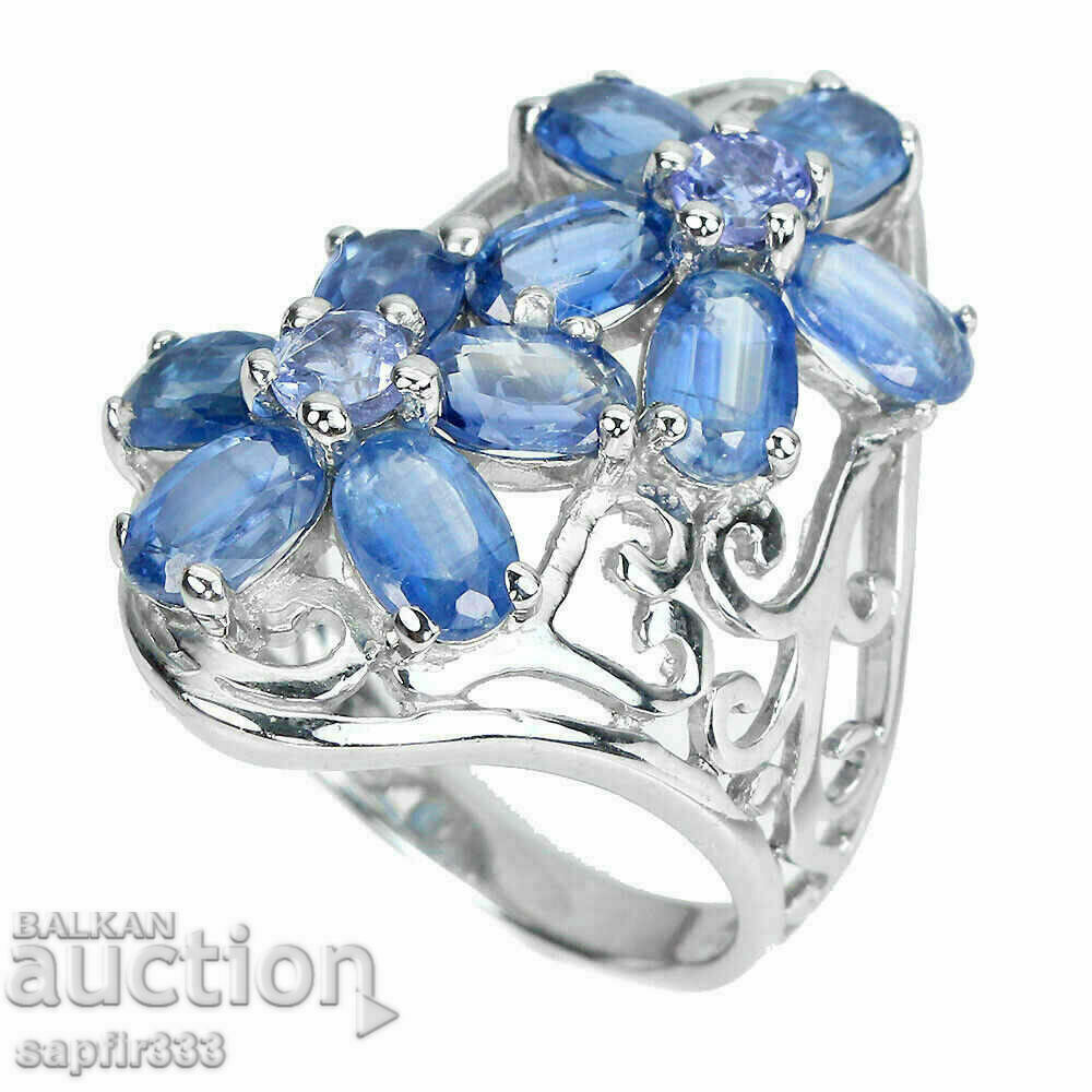 ROYAL DESIGNER RING NATURAL KYANITES AND TANZANITES with price 587.00 BGN | € 300.13