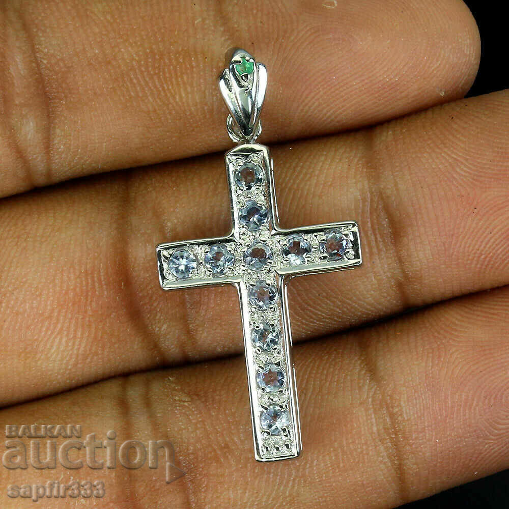 UNIQUE FINE CROSS MEDALLION WITH NATURAL TANZANITES with price 580.00 BGN | € 296.55 UNIQUE FINE CROSS MEDALLION WITH NATURAL TANZANITES with price 580.00 BGN | € 296.55