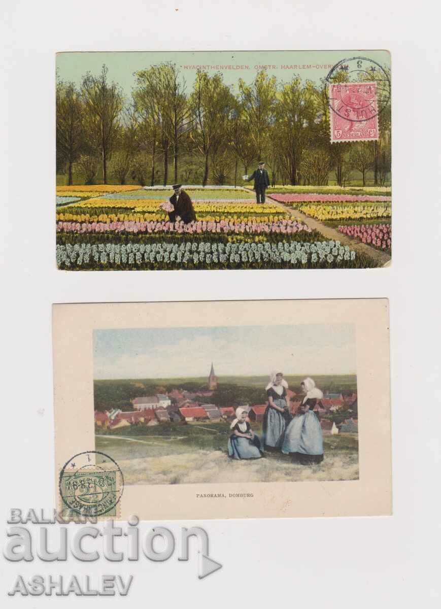 Nederland  2 Old Post card пътували 1913