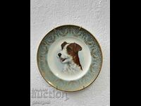 English porcelain plate with an illustration of Jack Russell. #554