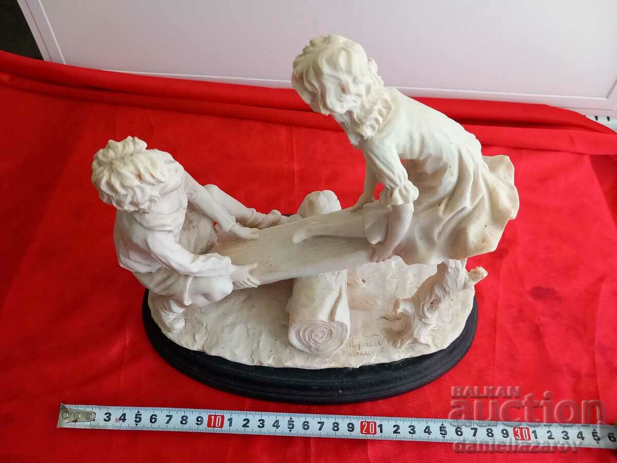 Mario Pegoraro Author Figurine Composition Children on a Cradle - 6 Mario Pegoraro Author Figurine Composition Children on a Cradle - 6