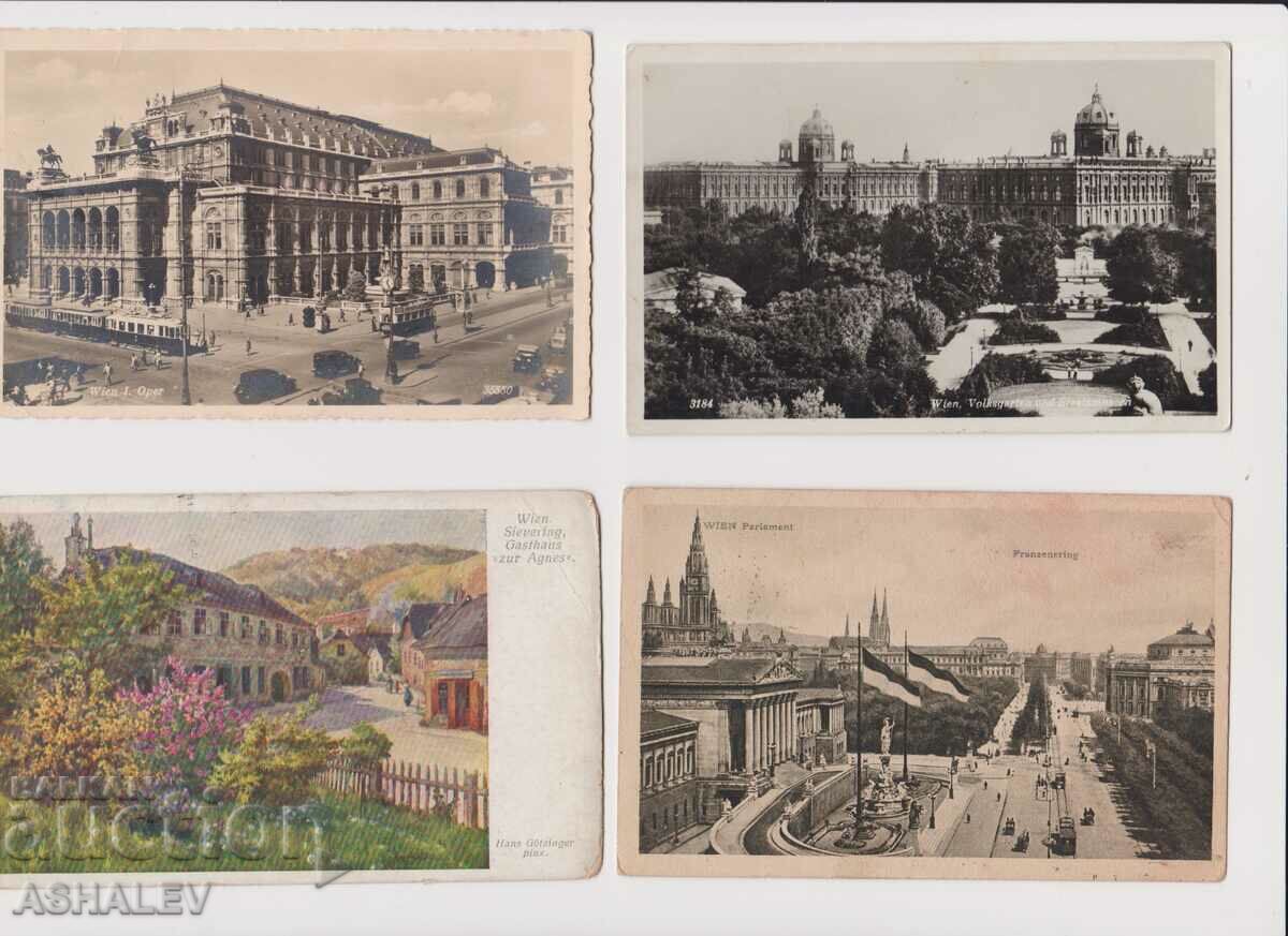 Αυστρία Βιέννη 4 Old Post card που ταξίδεψε 1927-40