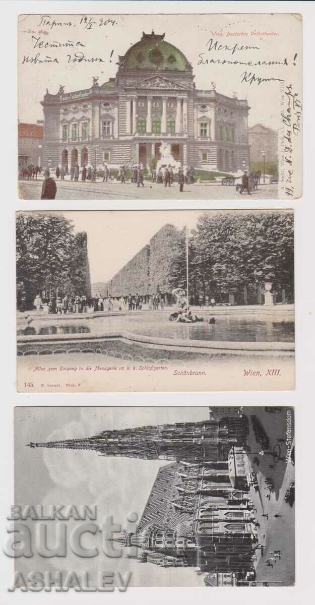 Austria Vienna 3 Old Post card traveled 1904-10
