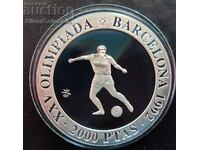 Сребро 2000 Песети Футбол Олимпиада 1990 Испания