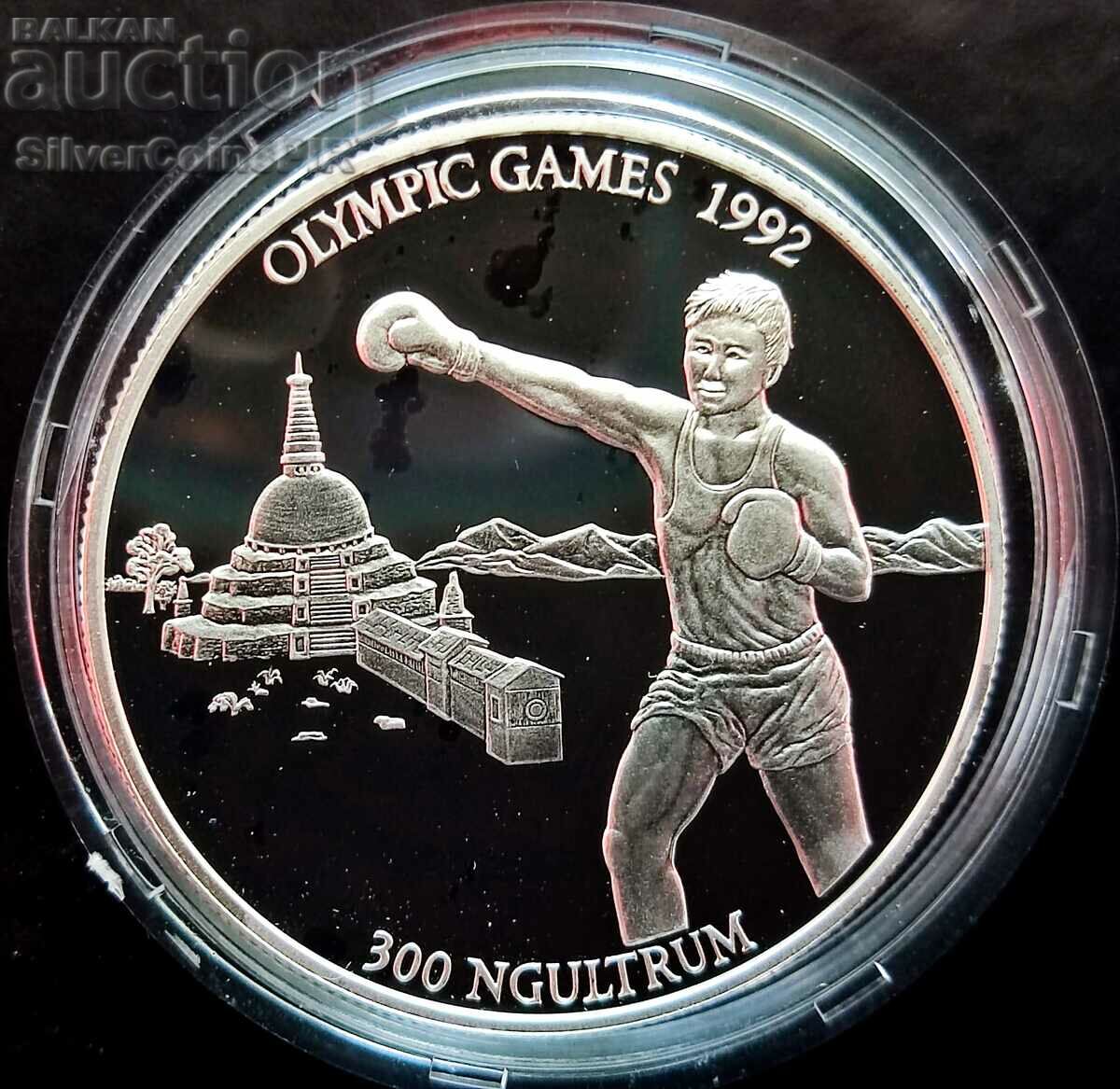 Argint 300 Ngultrum Jocurile Olimpice de Box 1992 Bhutan
