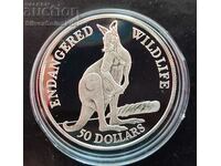 Argint 50 USD Cangur 1991 Animale pe cale de dispariție