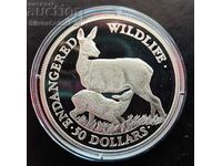 Argint 50 USD Doe 1991 Animale pe cale de dispariție