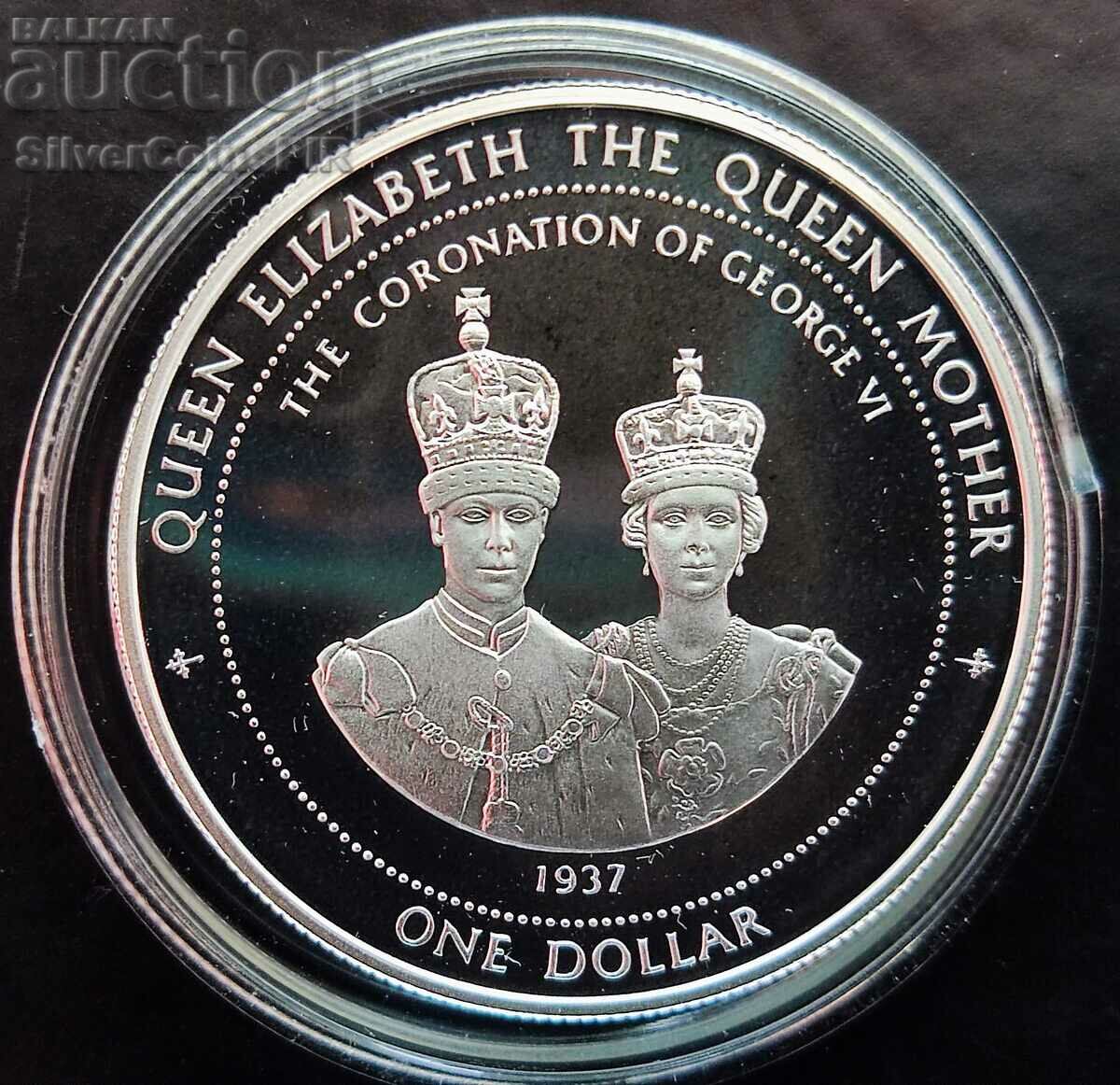 Сребро 1 Долар Коронация на Джордж VI 1996 Бермуда