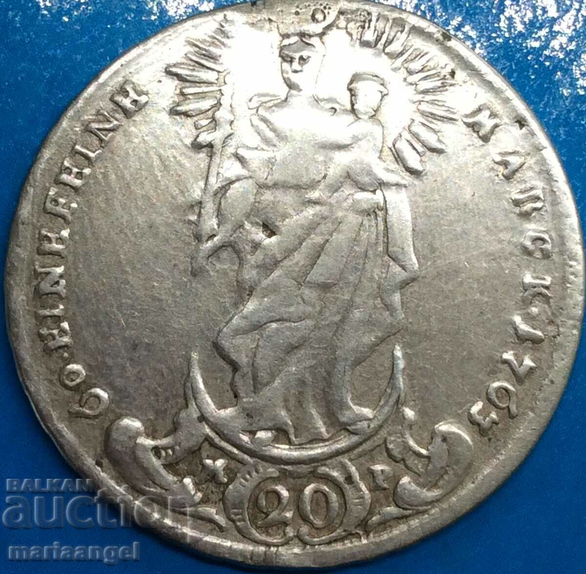 20 Kreuzer 1763 Γερμανία Würzburg ασημένιο