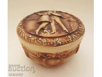 Old porcelain box for jewelry trinkets - dancing Tango
