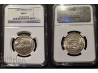 1 Florin Australia 1943 (Ασημί) NGC MS61