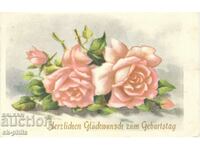Old card - Greeting - Happy birthday - roses